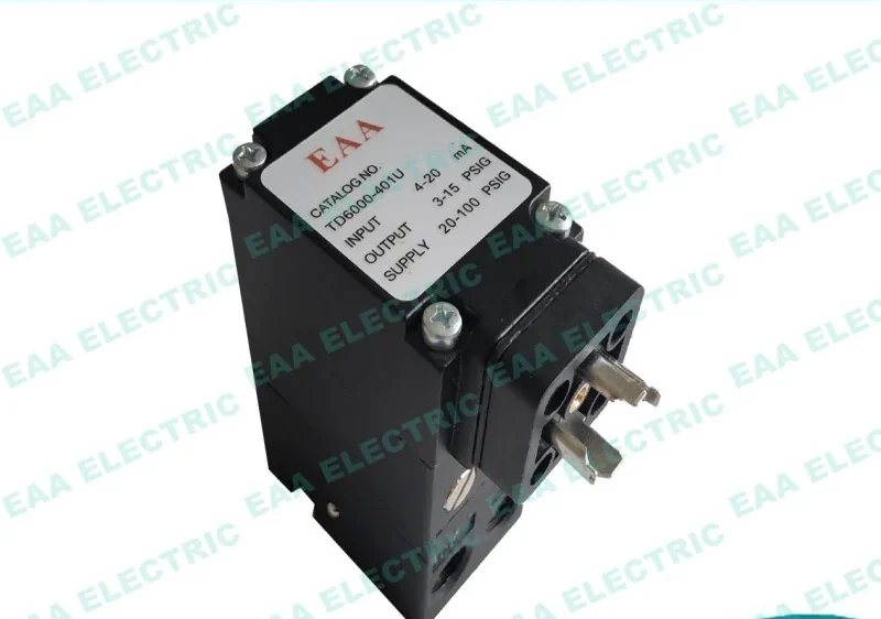 TD6000 electro pneumatic transducer front view showing pressure gauge port and zero adjustment