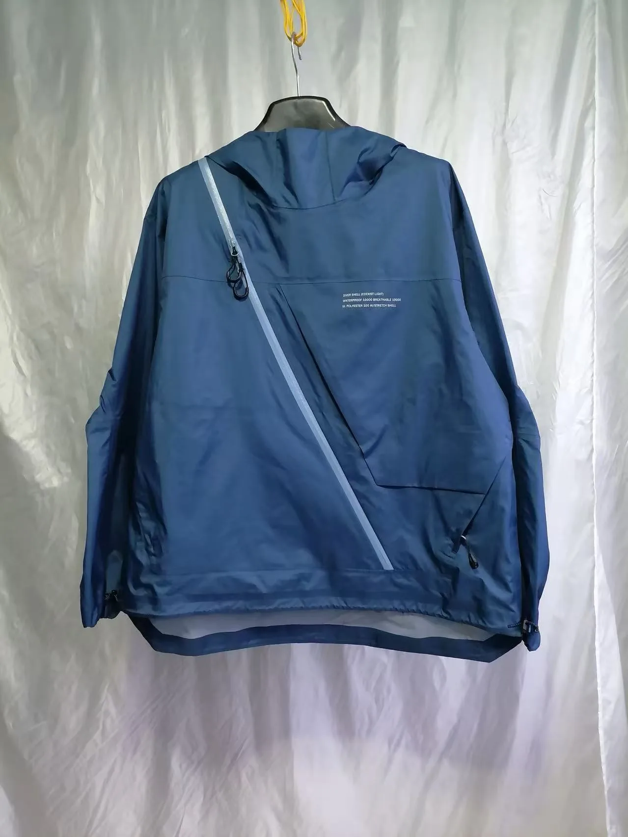 YD4007 blue half zip anorak windbreaker with drawcord hem