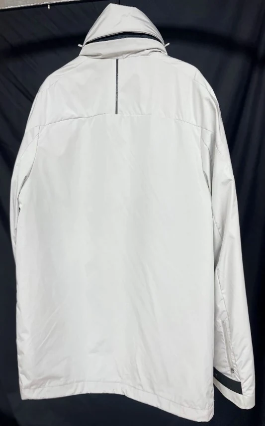 369 outer jacket front view with DWR finish and technical fabric details