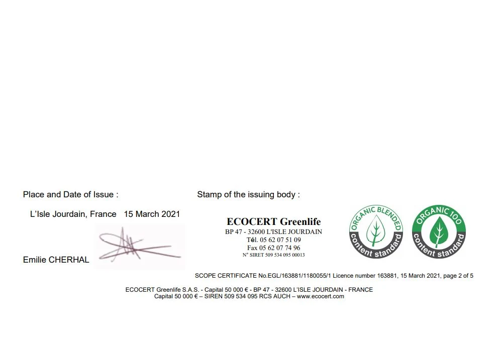 Page 4 of the ECOCERT Greenlife OCS scope certificate issued to Dalian Y&D Trading Co Ltd