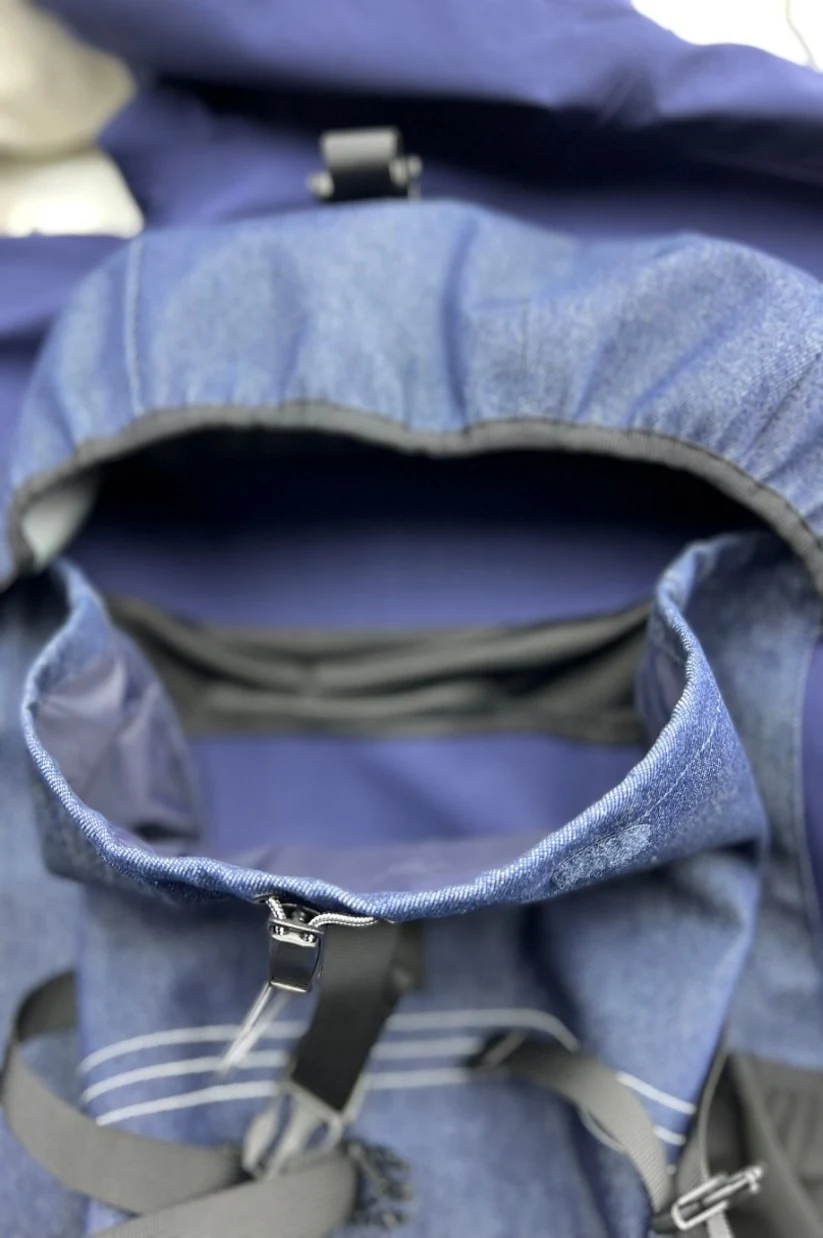 YD-708-2 denim bag with shoulder strap and printed lining