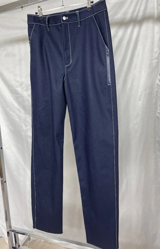 YD-716 waterproof coating jeans in natural cotton tone with printed inner fabric