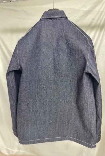 YD-716 denim jacket with saddle bag in back view