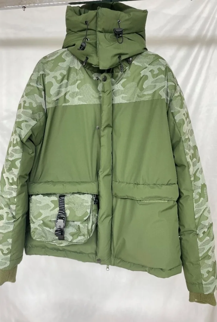 YD-805-1 3D print down jacket in camouflage fabric with detachable bag
