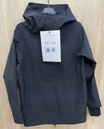 YD205 fabric sample showing outer layer of nylon and cotton with PU membrane and TORICT inner layer