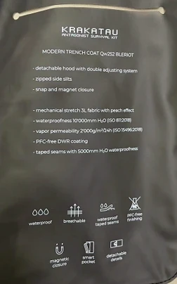 YD252 garment with sealed seams and waterproof construction