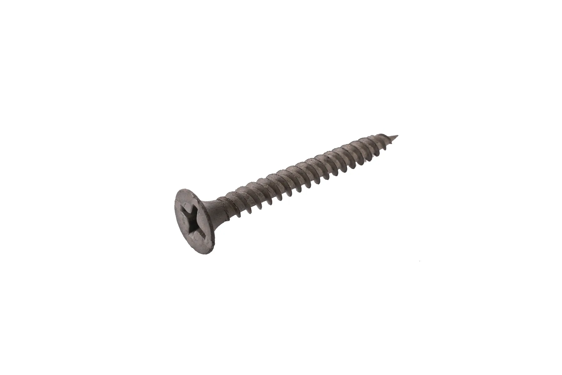 Grey phosphate fine thread drywall screw with a bugle Phillips head