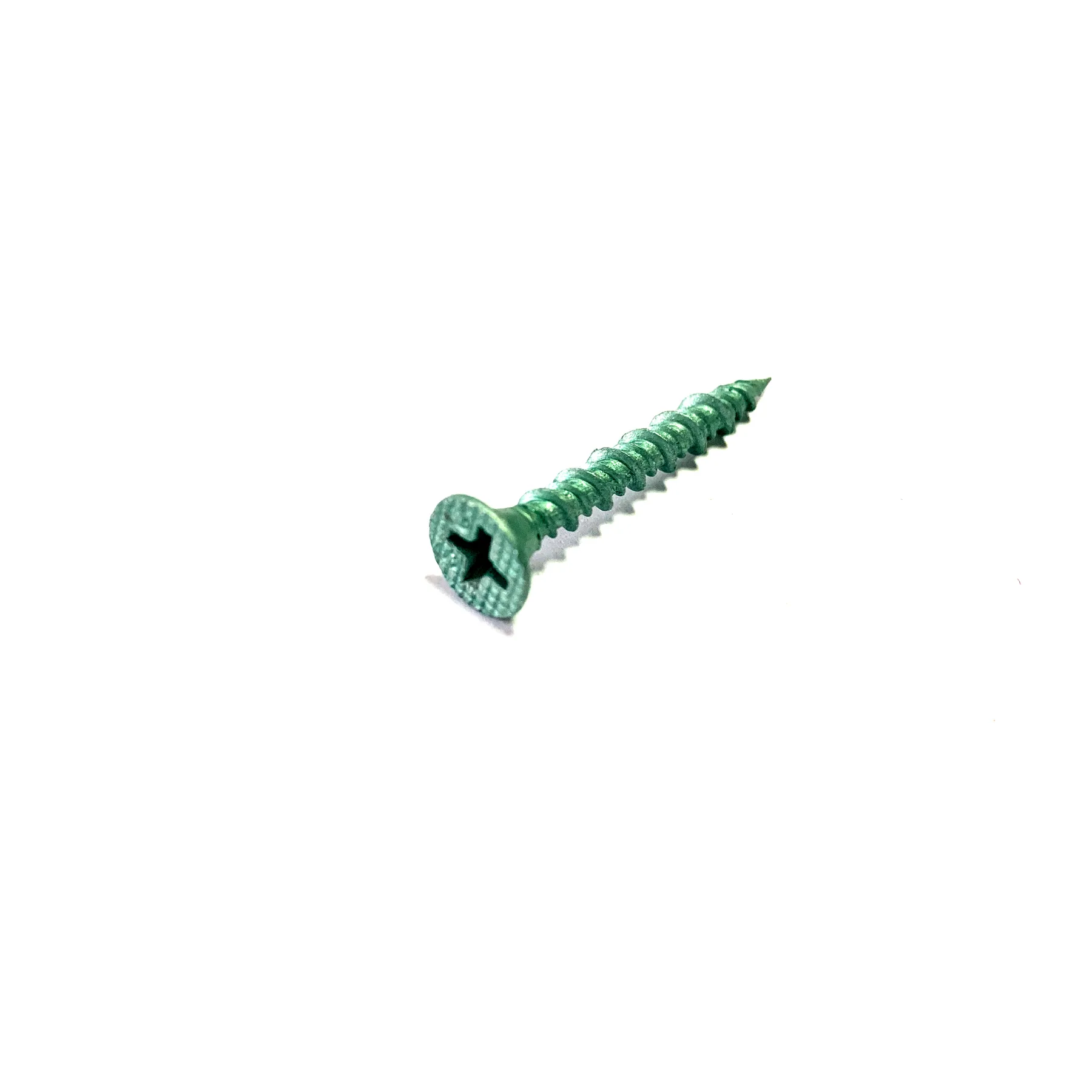 Hi-Lo thread drywall screw with a green tinted Magni coating