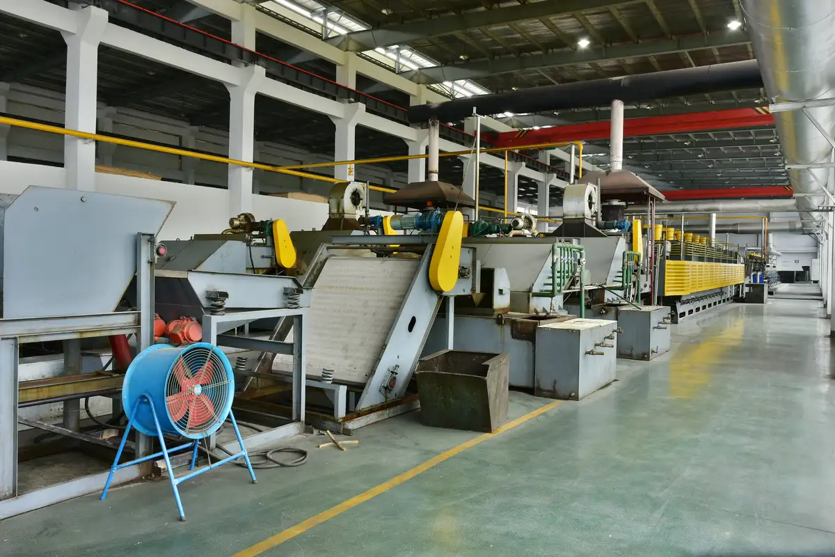 Quench and tempering section of the heat treatment line