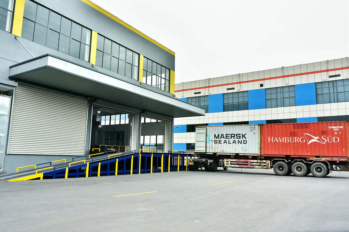 Container being loaded at the factory despatch dock