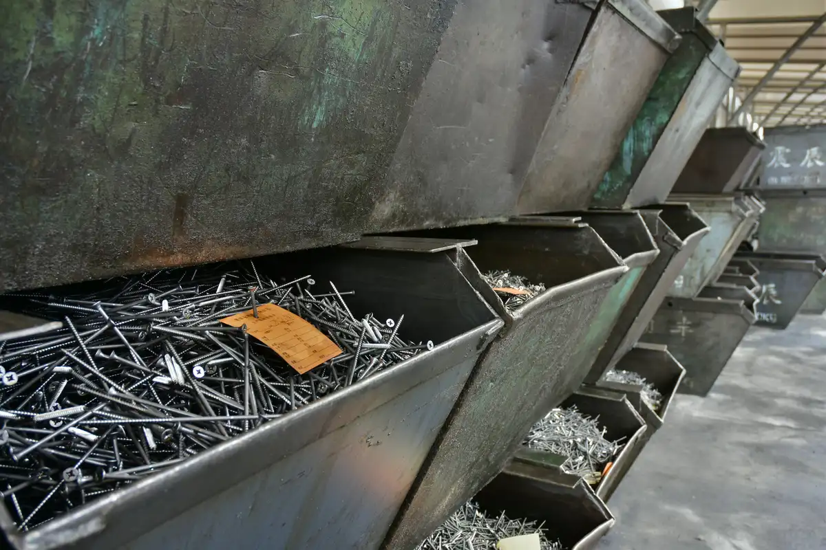 Bulk containers of blanks waiting for the next process