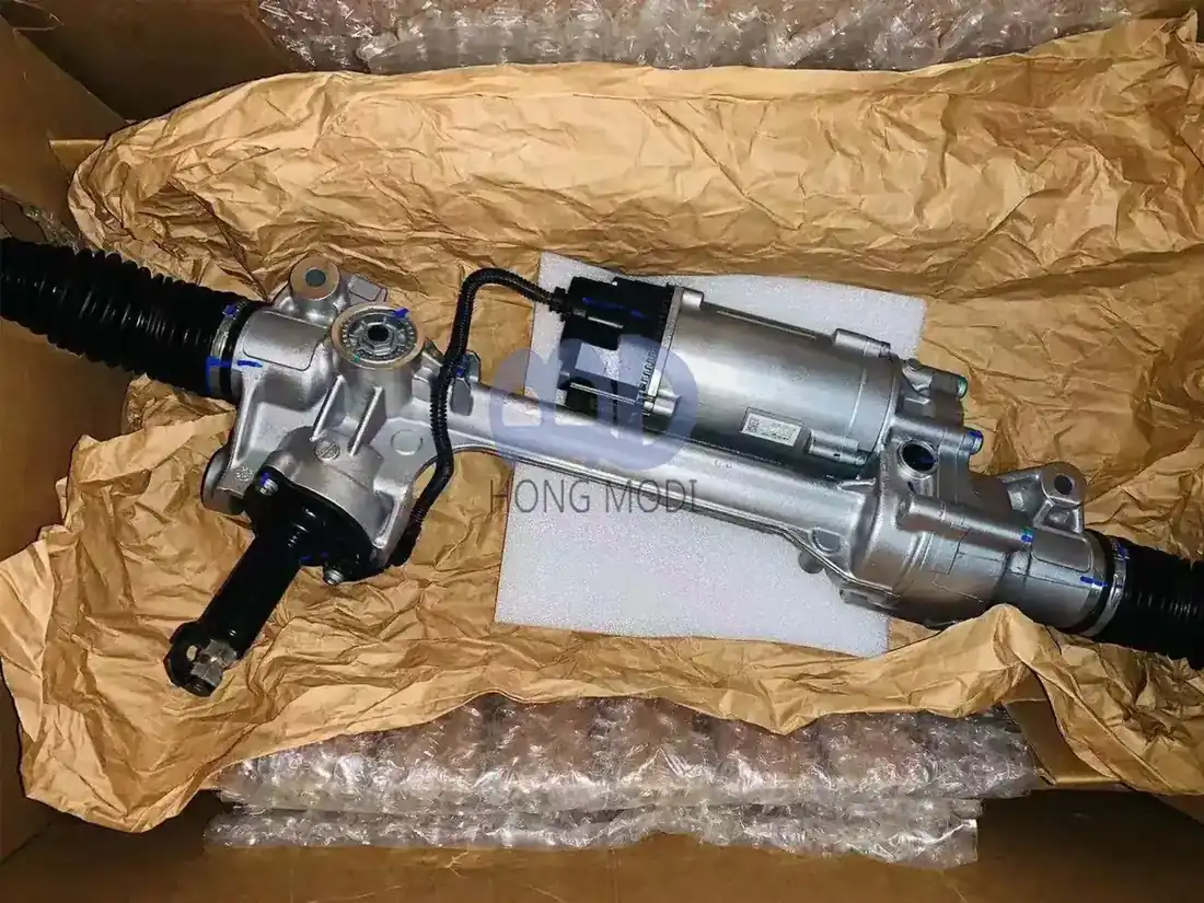 Steering rack wrapped and protected inside its shipping carton