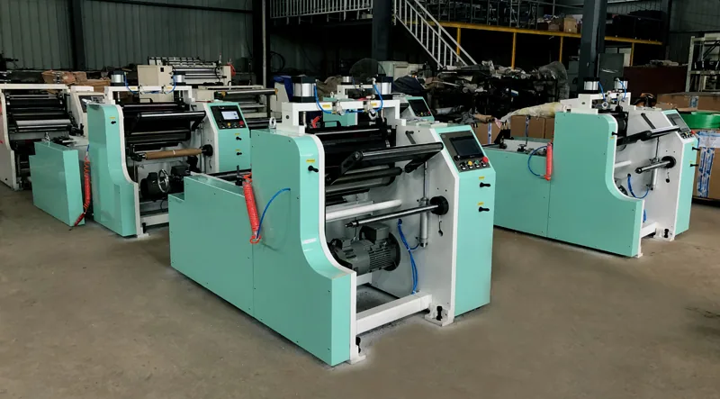 Row of Emerson honeycomb and paper converting machines on the workshop floor in Ruian