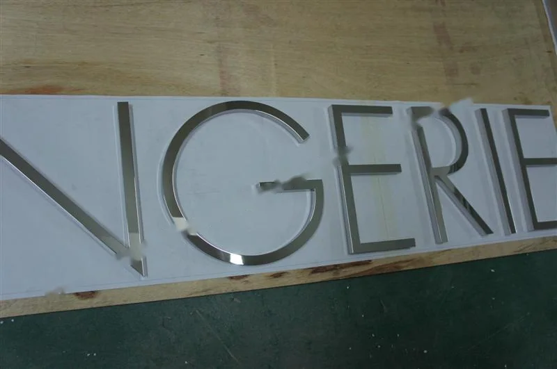 Mirror Polished Stainless Steel sign letter sign, reference 223, photographed in the Super Enseigne workshop