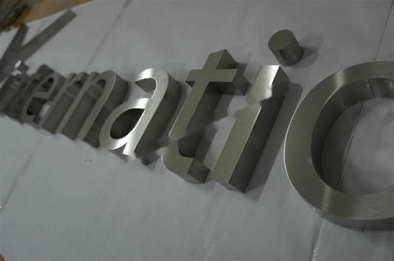 Metal sign letters on the workshop bench in Shenzhen