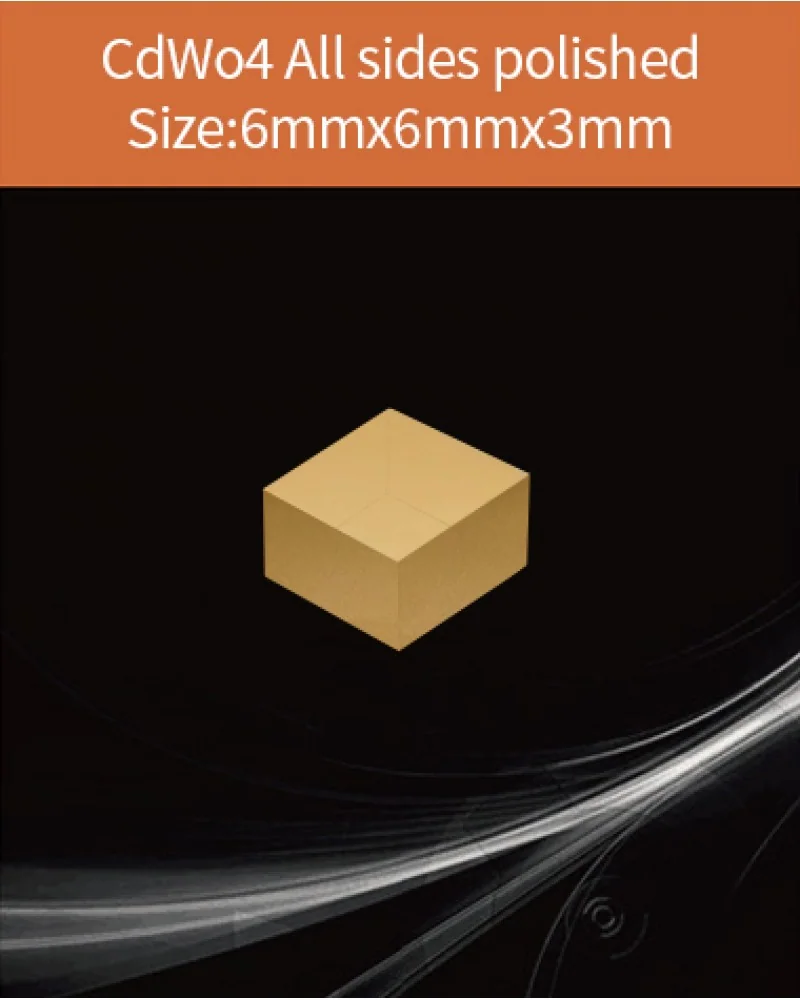 6x6x3mm all sides polished - CdWO4 scintillation crystal by EPIC Crystal