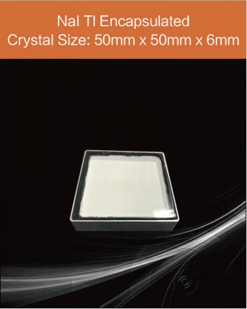 50mm x 50mm x 6mm encapsulated - NaI(Tl) crystal and detector by EPIC Crystal