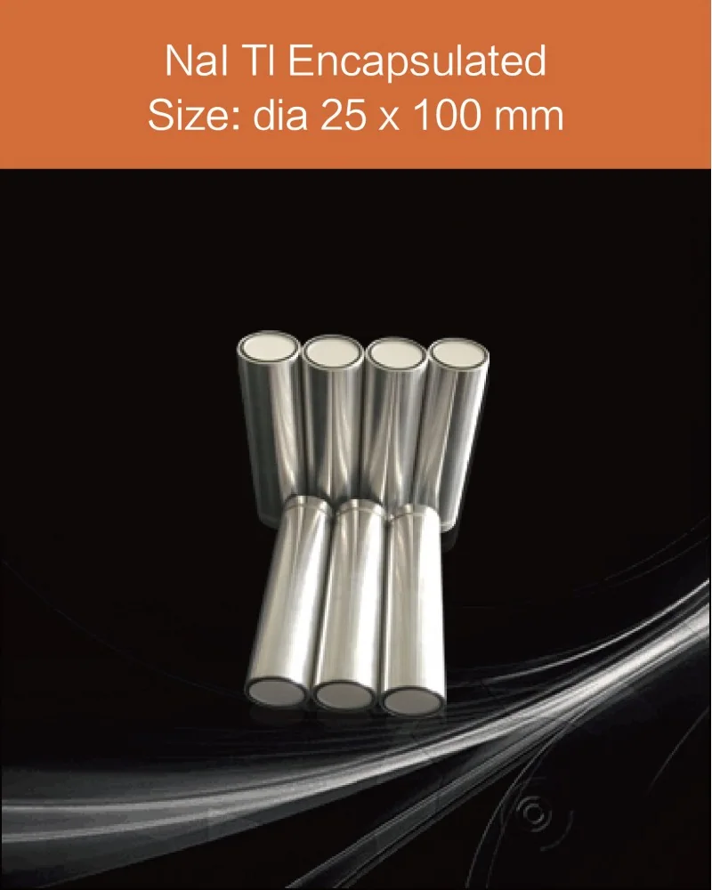 diameter 25mm x 100mm encapsulated - NaI(Tl) crystal and detector by EPIC Crystal