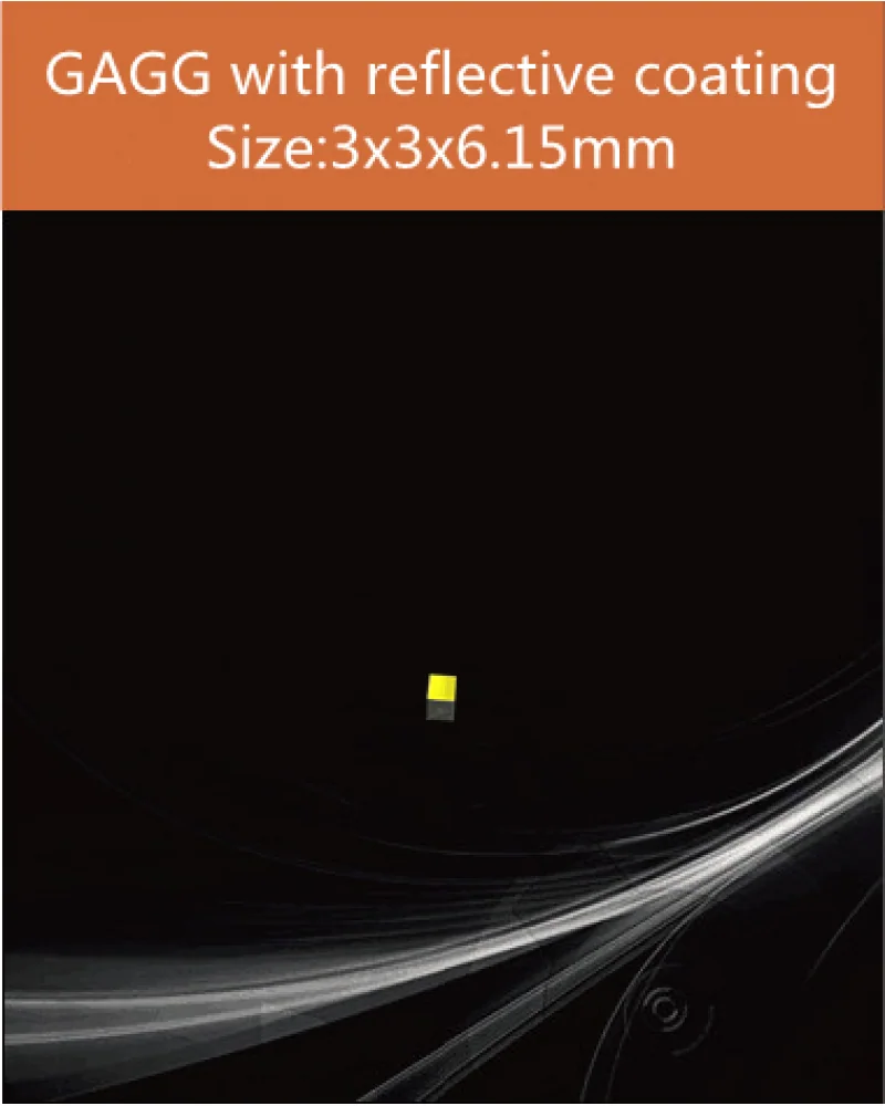 3x3x6.15 mm all four sides with reflective coating - GAGG(Ce) scintillation crystal by EPIC Crystal