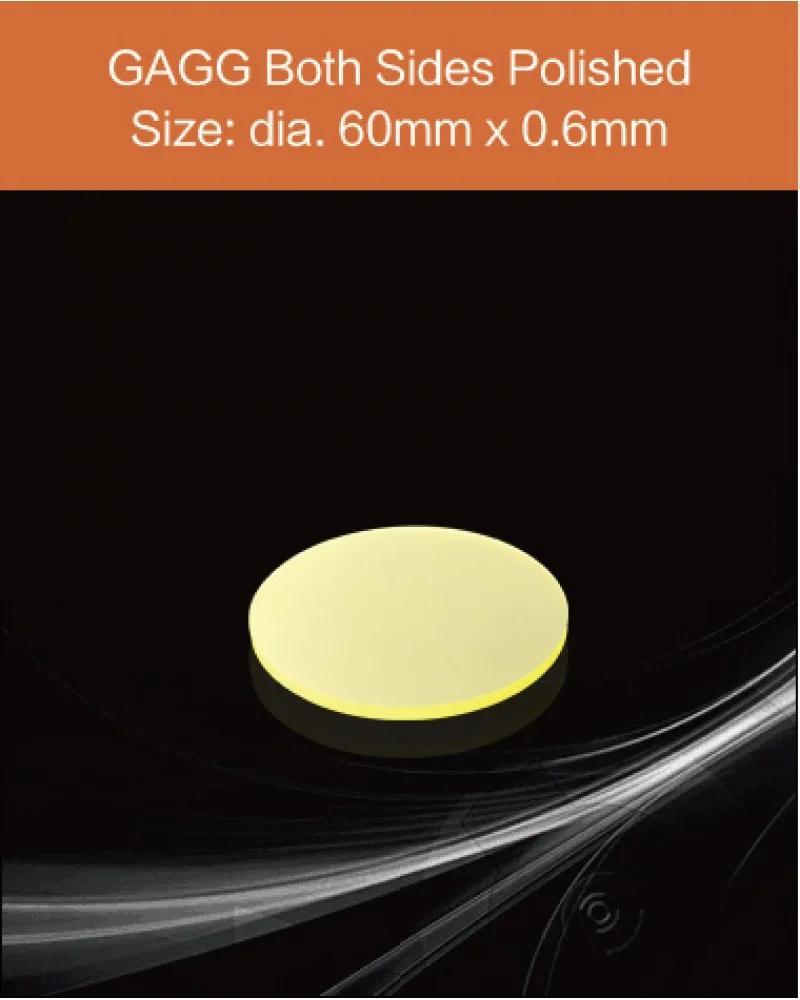 diameter 60mm x 0.6mm both sides polished - GAGG(Ce) scintillation crystal by EPIC Crystal