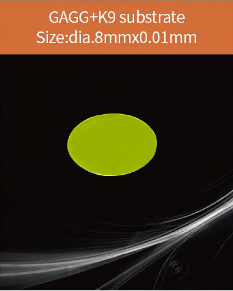 GAGG-Scintillator-dia.8x0.01mm with K9 substrate - GAGG(Ce) scintillation crystal by EPIC Crystal