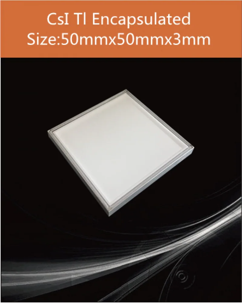 CsI(Tl) / CsI(Na) 50x50x3mm encapsulated - CsI(Tl) and CsI(Na) scintillation crystal by EPIC Crystal