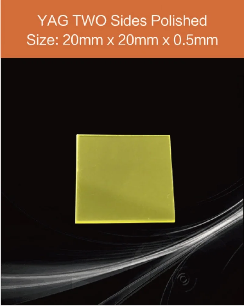 20mm x 20mm x 0.5mm both sides polished - YAG(Ce) & YAP(Ce) crystal by EPIC Crystal