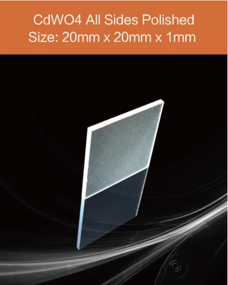 20 x 20 x 1mm both sides polished - CdWO4 scintillation crystal by EPIC Crystal