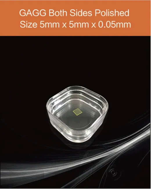 GAGG(Ce) 5x5x0.05mm scintillation crystal by EPIC Crystal