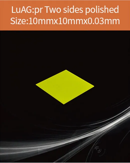 LuAG(Pr) scintillator 10x10x0.03mm scintillation crystal by EPIC Crystal