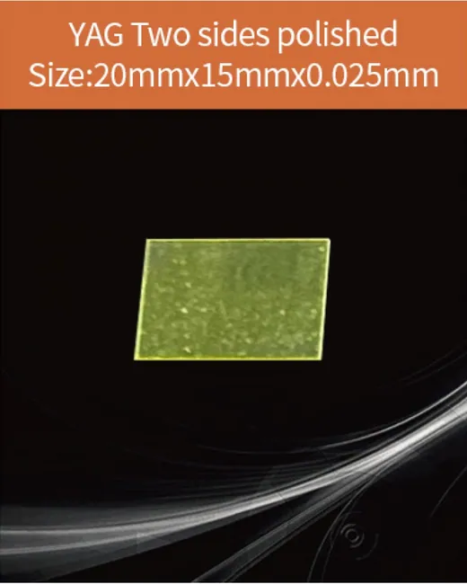 YAG 20x15x0.025mm both sides polished scintillation crystal by EPIC Crystal
