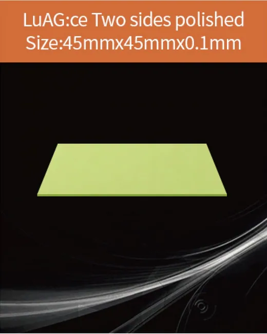 LuAG(Ce) scintillator 45x45x0.1mm scintillation crystal by EPIC Crystal