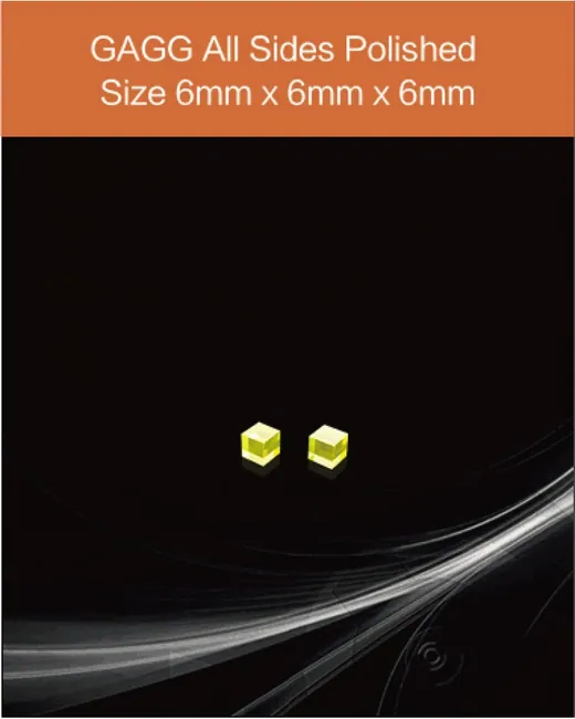 GAGG(Ce) 6x6x6mm scintillation crystal by EPIC Crystal