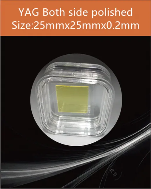 YAG 25x25x0.2mm both sides polished scintillation crystal by EPIC Crystal