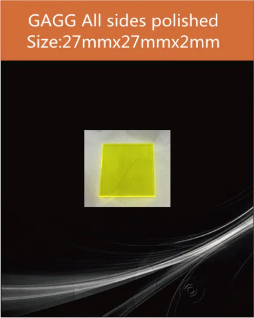 GAGG-Scintillator-27x27x2mm scintillation crystal by EPIC Crystal