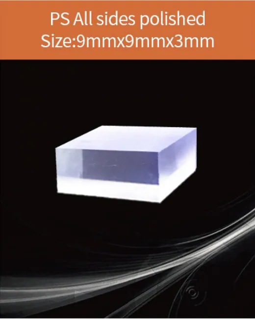 Plastic 9x9x3mm scintillation crystal by EPIC Crystal