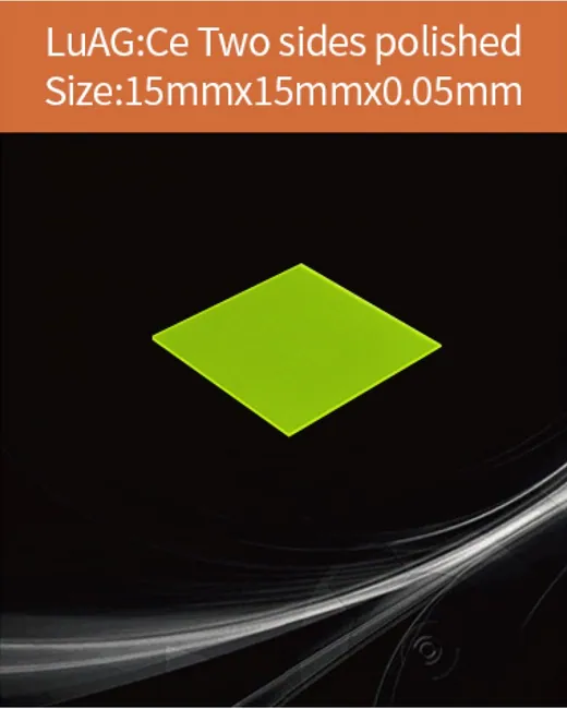 LuAG(Ce) scintillator 15x15x0.05mm scintillation crystal by EPIC Crystal