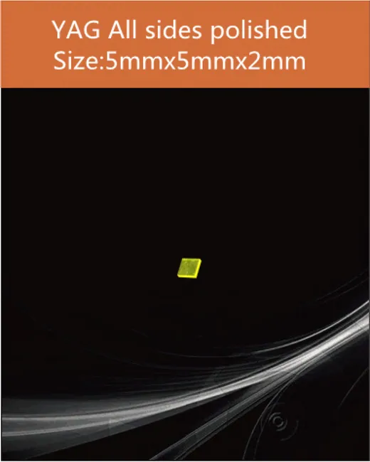 YAG 5x5x2mm all sides polished scintillation crystal by EPIC Crystal
