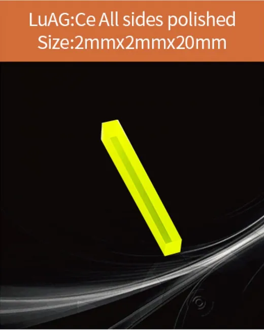 LuAG(Ce) scintillator 2x2x20mm scintillation crystal by EPIC Crystal