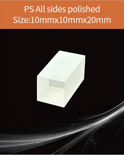 Plastic 10x10x20mm scintillation crystal by EPIC Crystal
