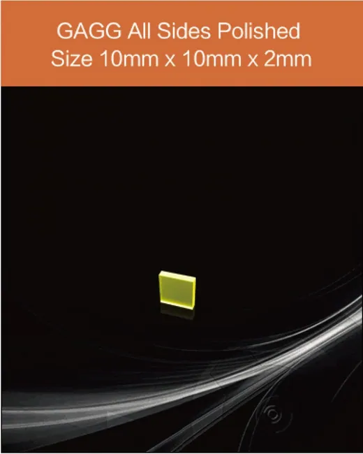 GAGG(Ce) 10x10x2mm scintillation crystal by EPIC Crystal