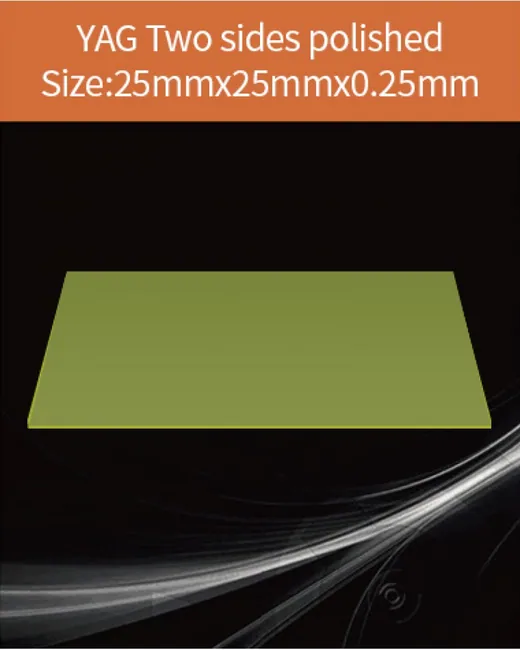 YAG 25x25x0.25mm both sides polished scintillation crystal by EPIC Crystal