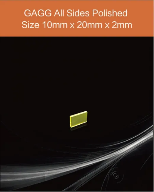 GAGG(Ce) 10x20x2mm scintillation crystal by EPIC Crystal