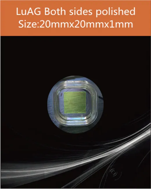 LuAG(Ce) scintillator 20x20x1mm scintillation crystal by EPIC Crystal
