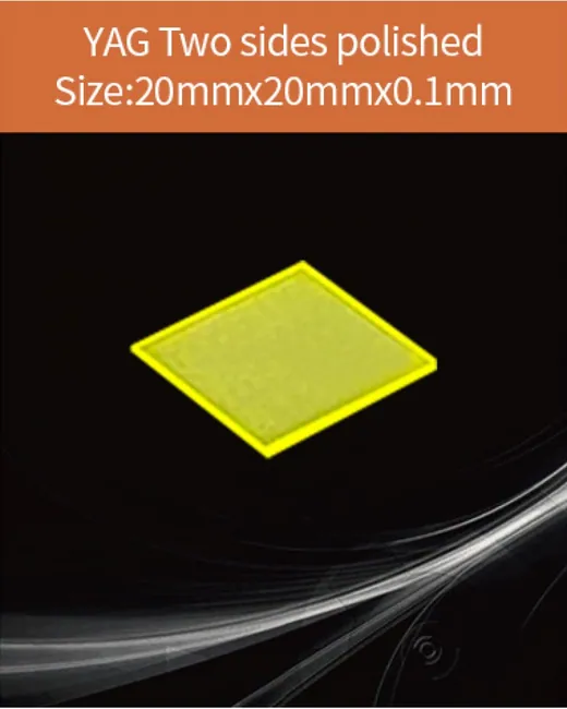 YAG(Ce) / YAP(Ce) YAG Ce 20x20x0.1mm scintillation crystal by EPIC Crystal