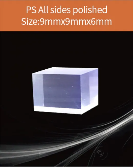 Plastic 9x9x6mm scintillation crystal by EPIC Crystal