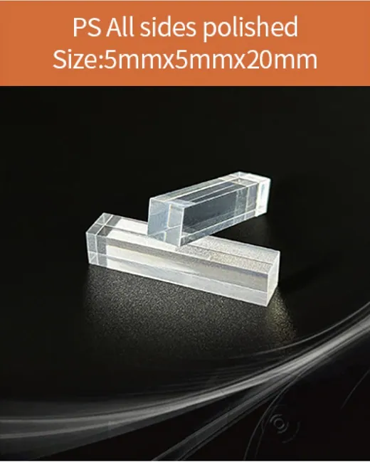 Plastic 5x5x20mm scintillation crystal by EPIC Crystal