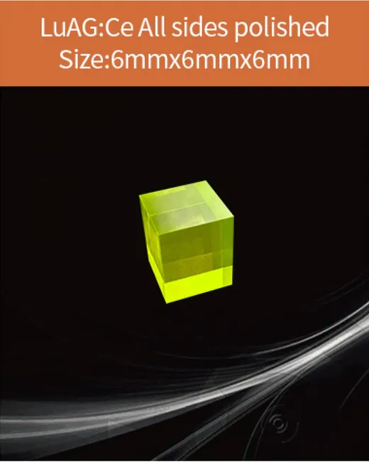 LuAG(Ce) scintillator 6x6x6mm scintillation crystal by EPIC Crystal
