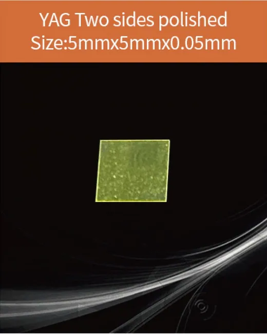 YAG 5x5x0.05mm both sides polished scintillation crystal by EPIC Crystal