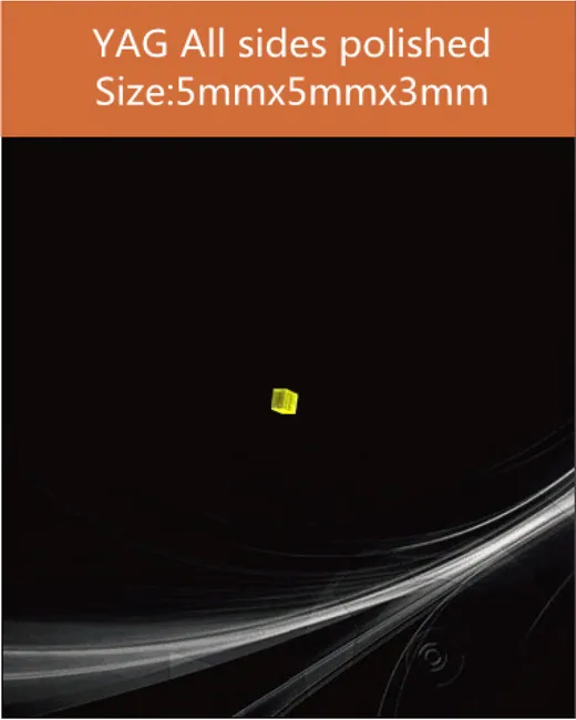 YAG 5x5x3mm al sides polished scintillation crystal by EPIC Crystal